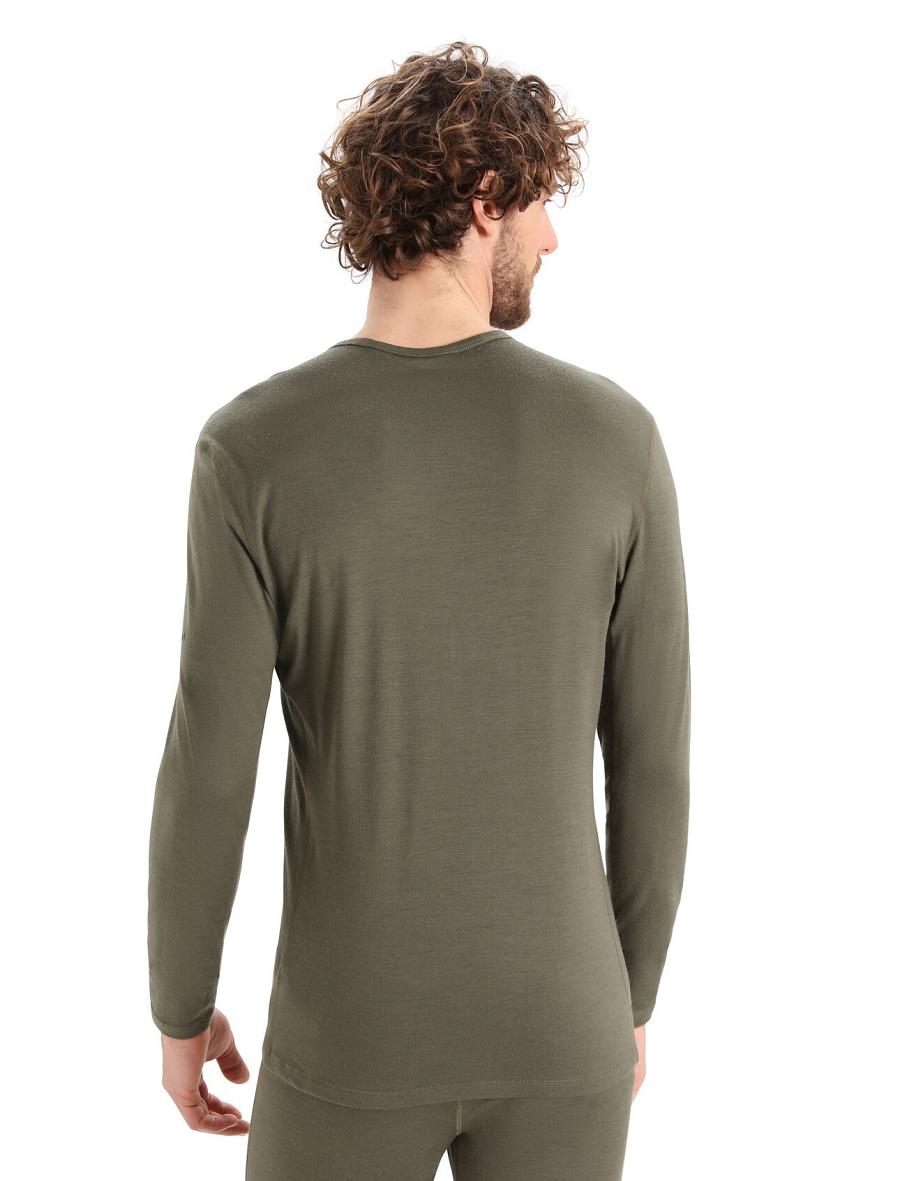 Loden Icebreaker Merino 200 Oasis Long Sleeve Crewe Ski Stripes Men's Base Layers | AU 1367QMAZ